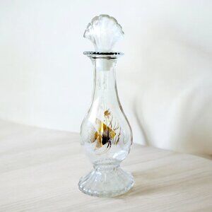 Collectible Vintage Avon Clear Glass Bottle Decanter Gold Angel Fish w/Stopper
